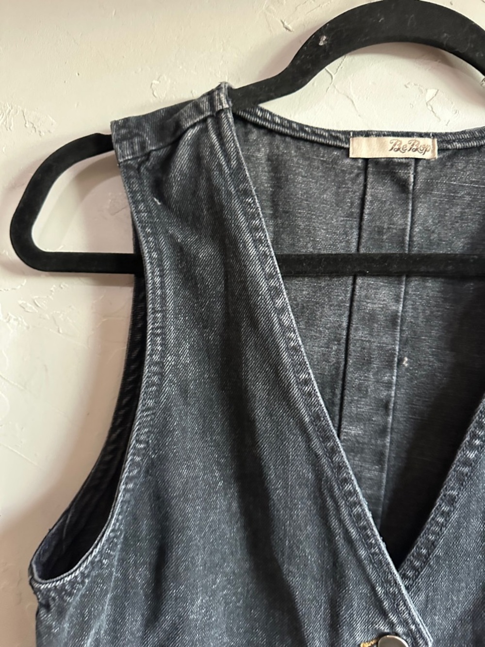 BeBop Black Washed Denim Vest - Picture 2 of 10